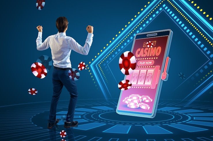 Mobile phone showing live roulette table with dealer and betting interface